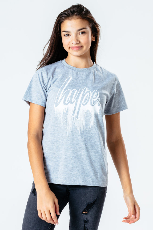 Hype Grey Drips Script Kids T-Shirt