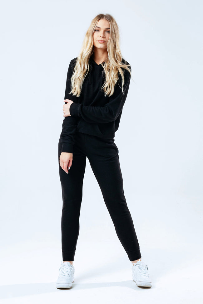 HYPE BLACK FAUX KNIT WOMEN'S TRACKSUIT SET