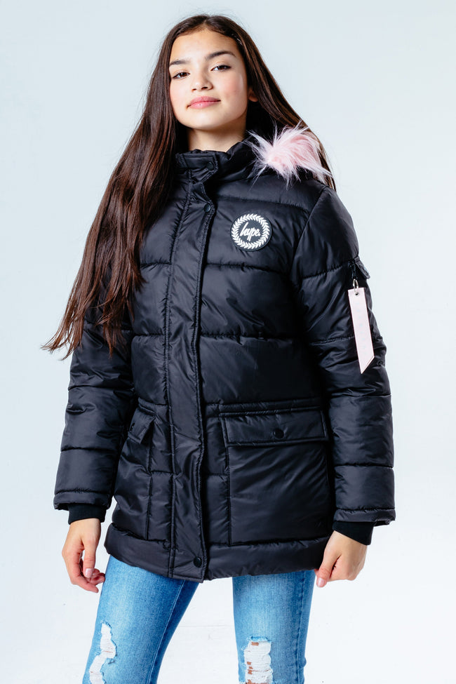 HYPE BLACK PINK HOOD KIDS EXPLORER JACKET