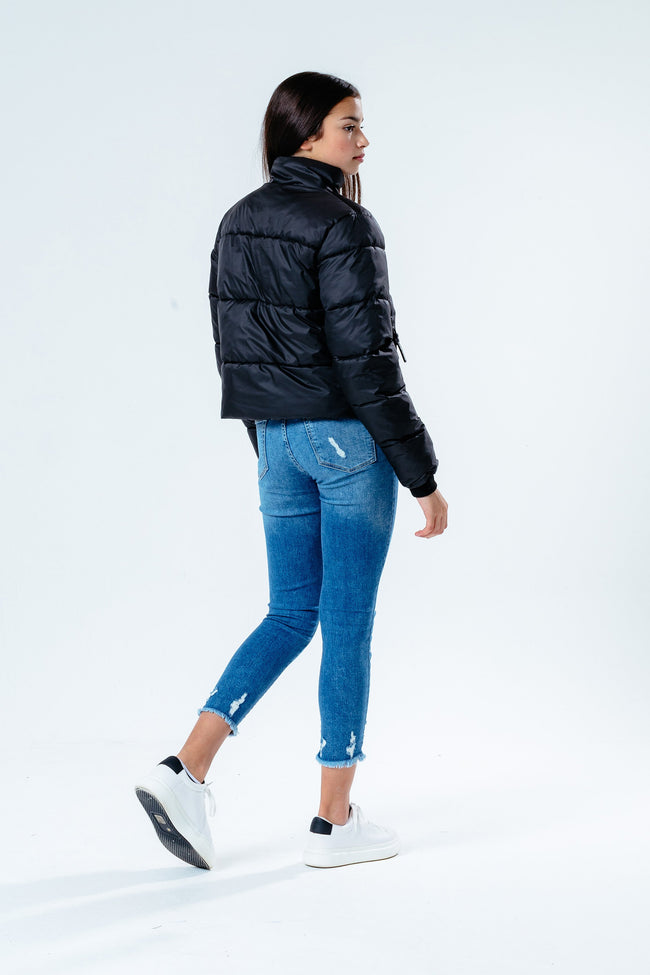 Hype Black Hood Kids Crop Puffer Jacket