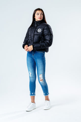 Hype Black Hood Kids Crop Puffer Jacket