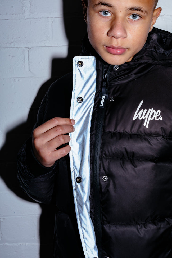 Hype Black Padded Reflective Kids Jacket