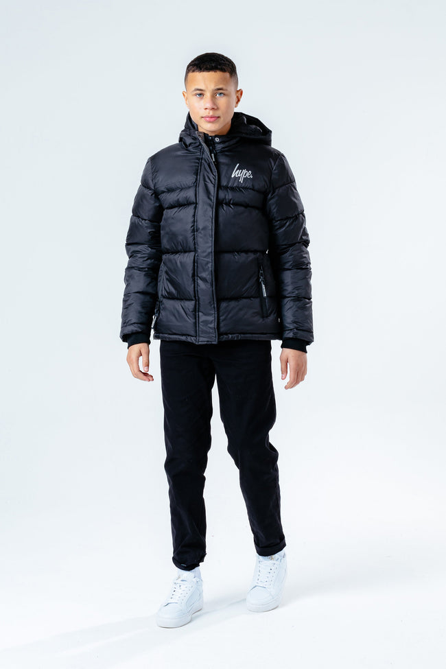 Hype Black Padded Reflective Kids Jacket