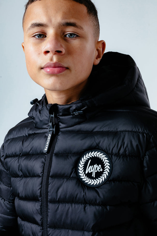 Hype Black Branded Zip Kids Puffer Jacket