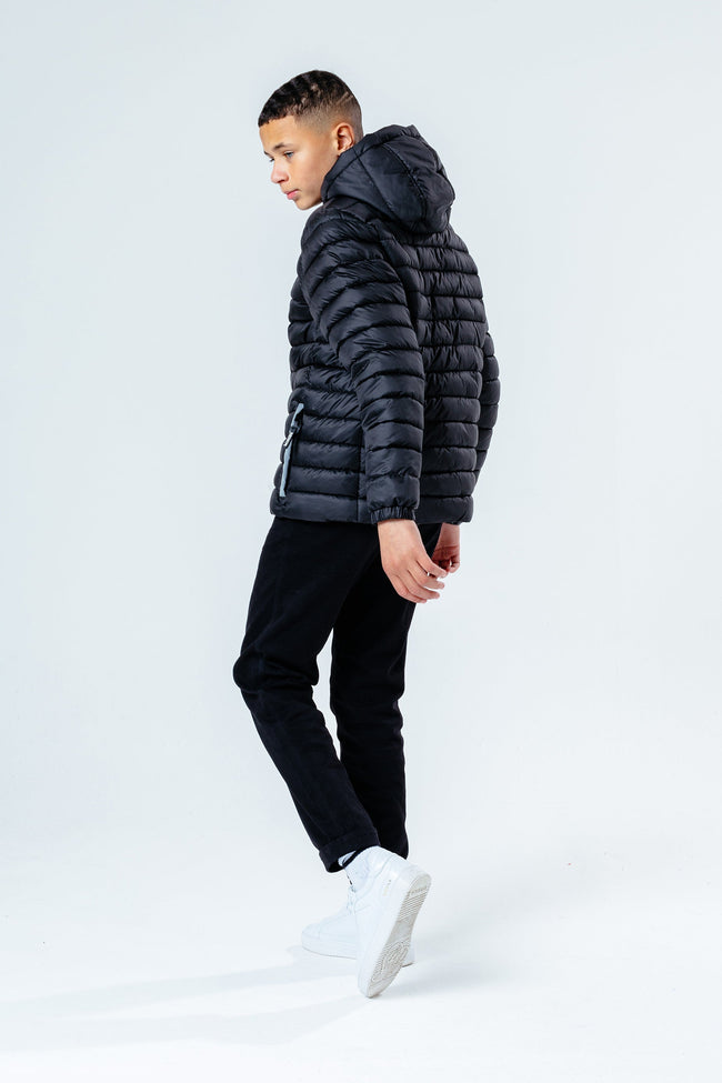 Hype Black Branded Zip Kids Puffer Jacket