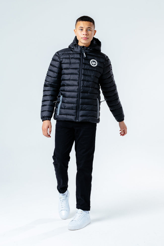 Hype Black Branded Zip Kids Puffer Jacket