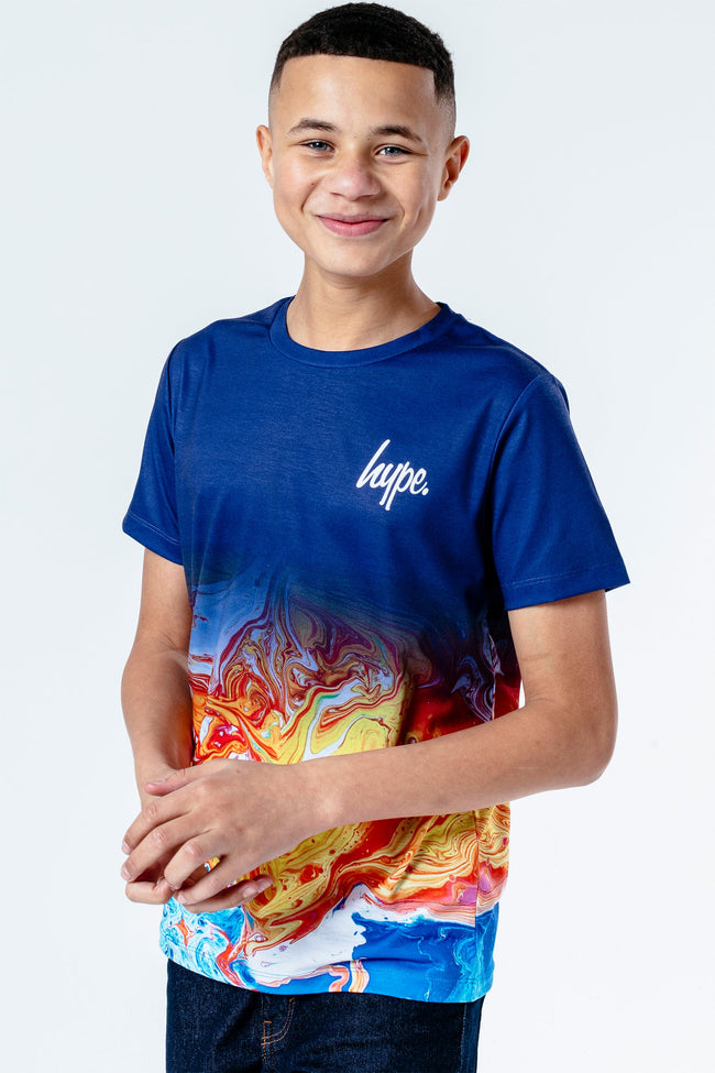 HYPE BLUE MARBLE FADE KIDS T-SHIRT