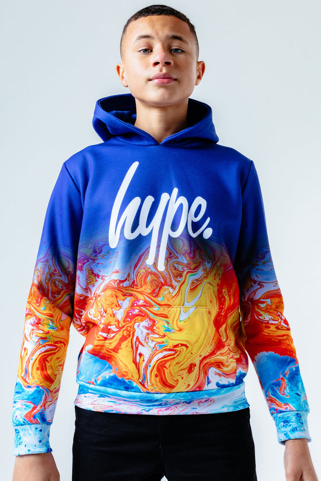 BLUE MARBLE FADE KIDS HOODIE