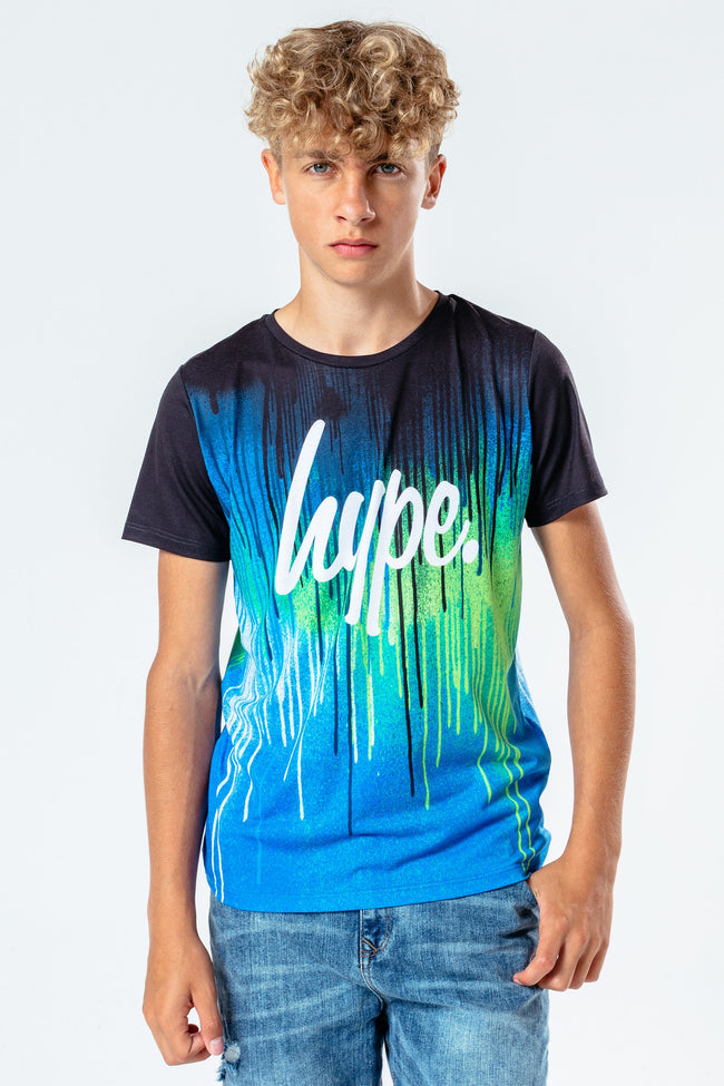 HYPE GREEN GLITCH DRIPS BOYS T-SHIRT