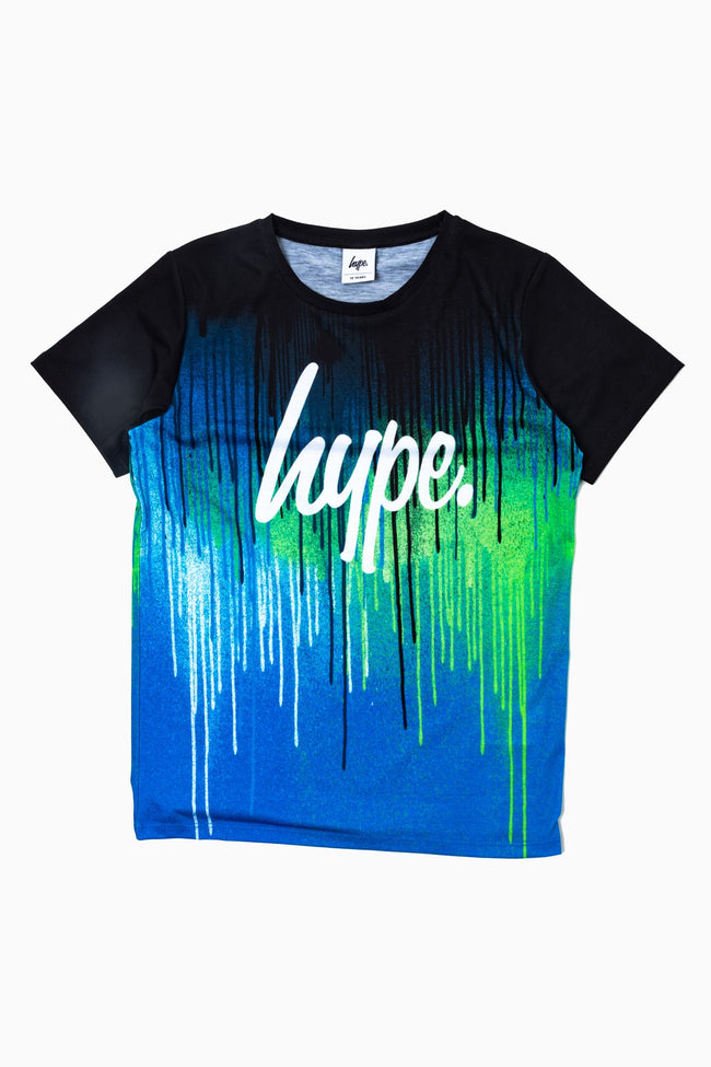 HYPE GREEN GLITCH DRIPS BOYS T-SHIRT