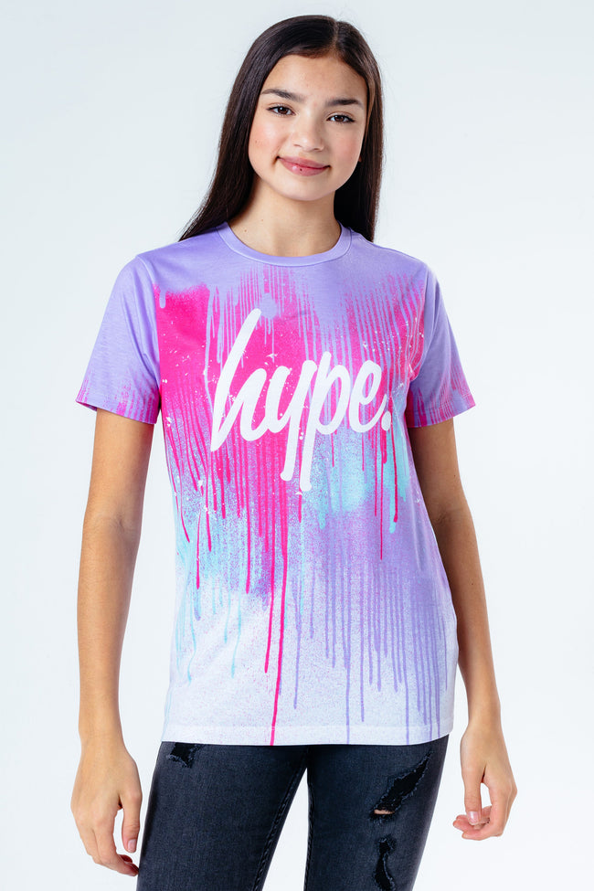 HYPE LILAC SPRAY DRIPS KIDS T-SHIRT