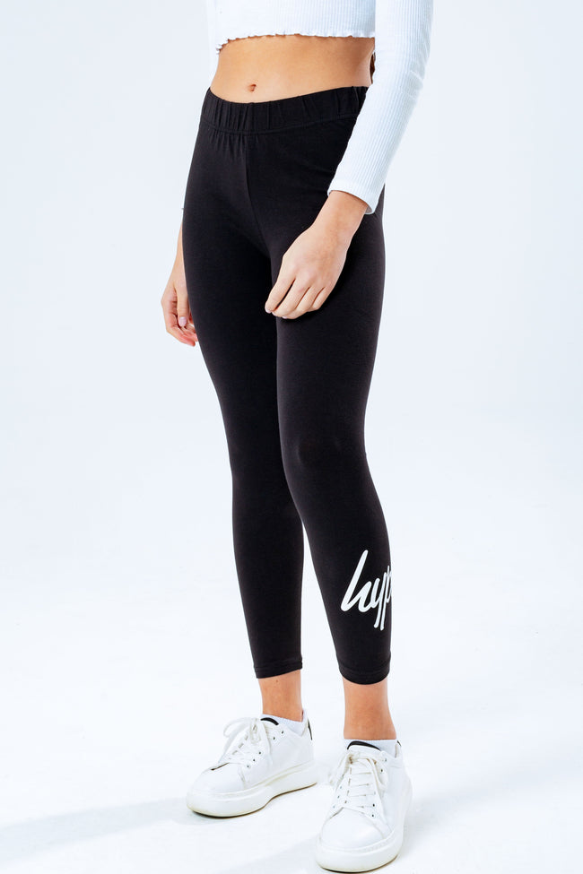 HYPE BLACK SCRIPT LOGO KIDS LEGGINGS