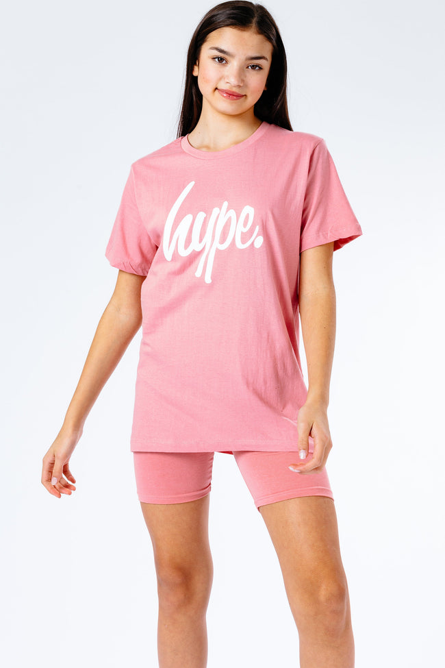 Hype Pink Kids T-Shirt & Cycle Shorts Set