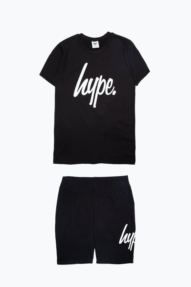 Hype Black Kids T-Shirt & Cycle Shorts Set