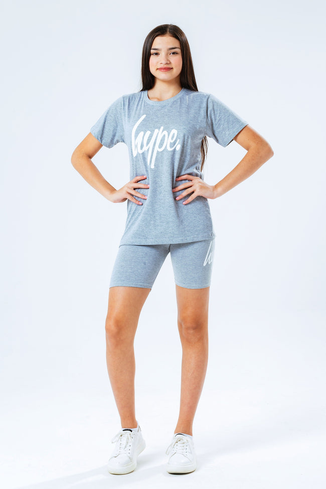 HYPE GREY GIRLS T-SHIRT & CYCLE SHORTS SET