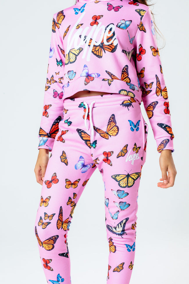 Hype Pink Butterfly Kids Joggers