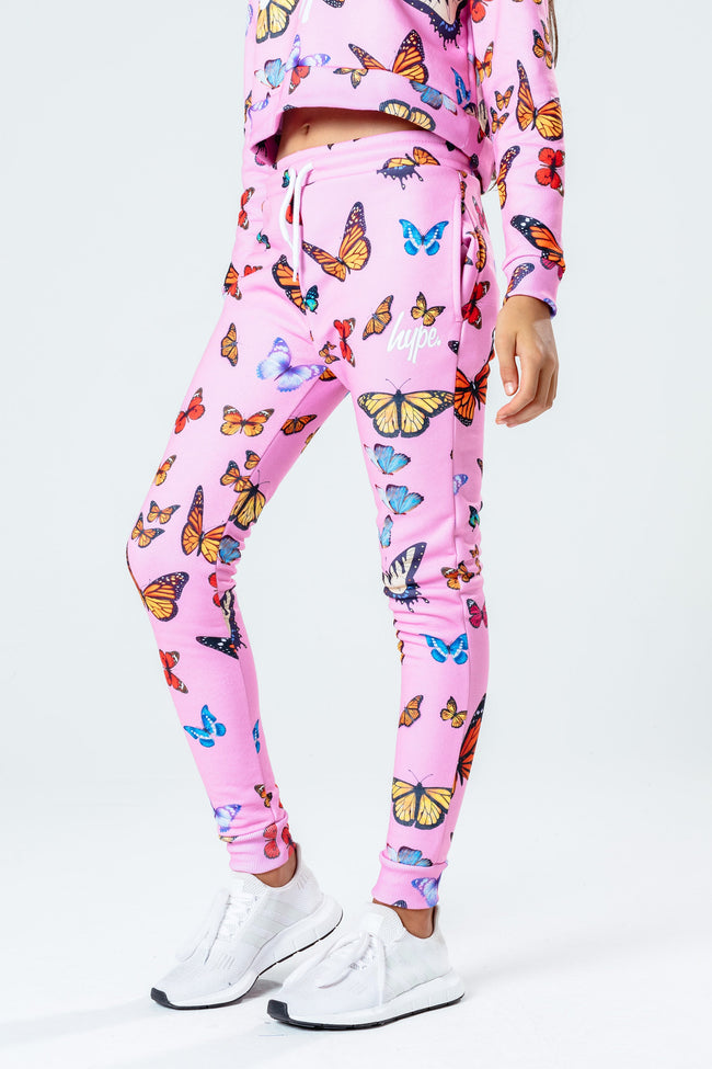 HYPE PINK BUTTERFLY KIDS JOGGERS