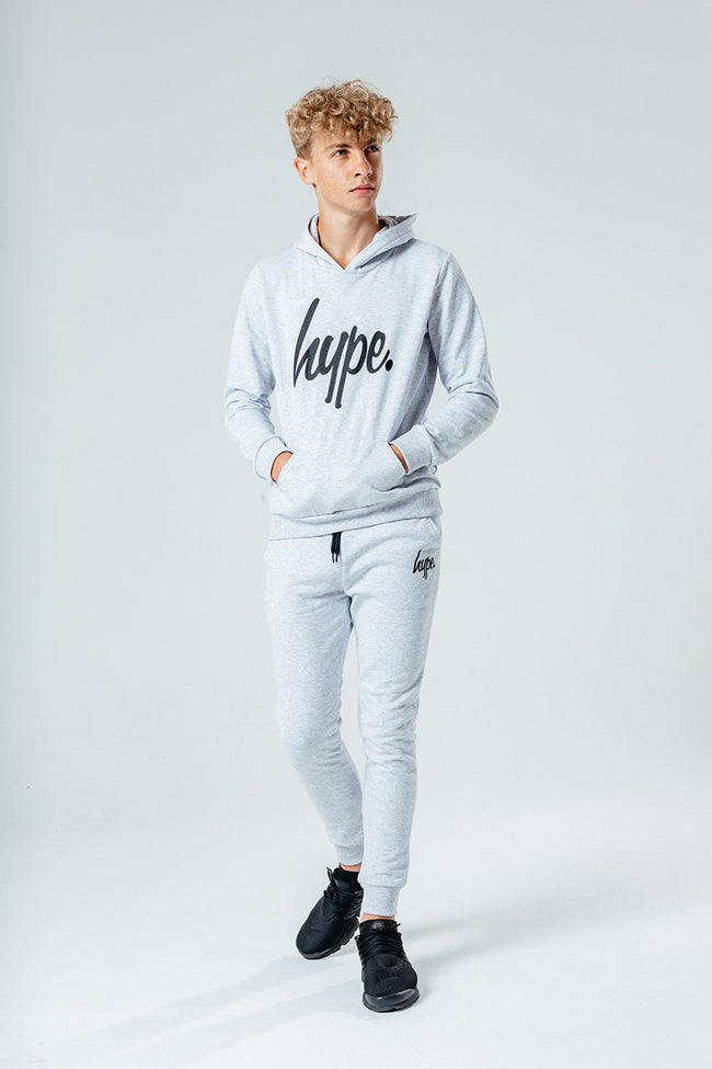 HYPE LIGHT GREY SCRIPT KIDS TRACKSUIT