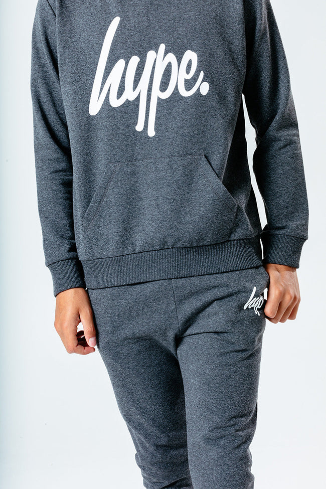 Hype Dark Grey Script Kids Hoodie & Jogger Set