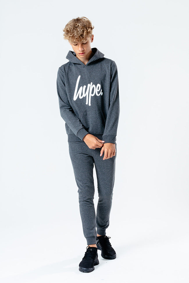 HYPE DARK GREY SCRIPT KIDS TRACKSUIT