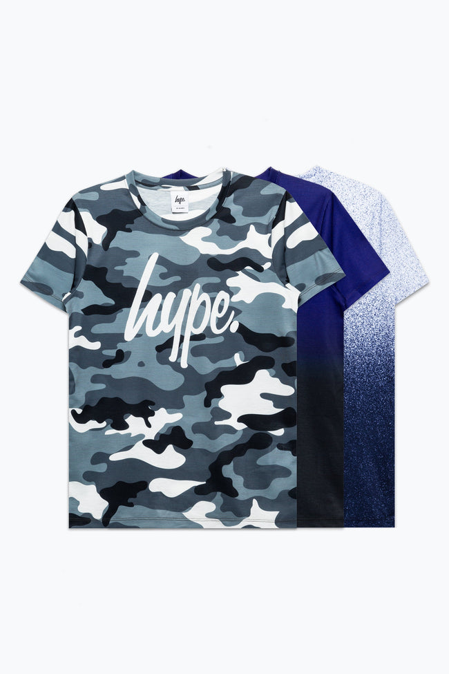 HYPE MULTI BLUE PRINTS 3 PACK BOYS T-SHIRT SET