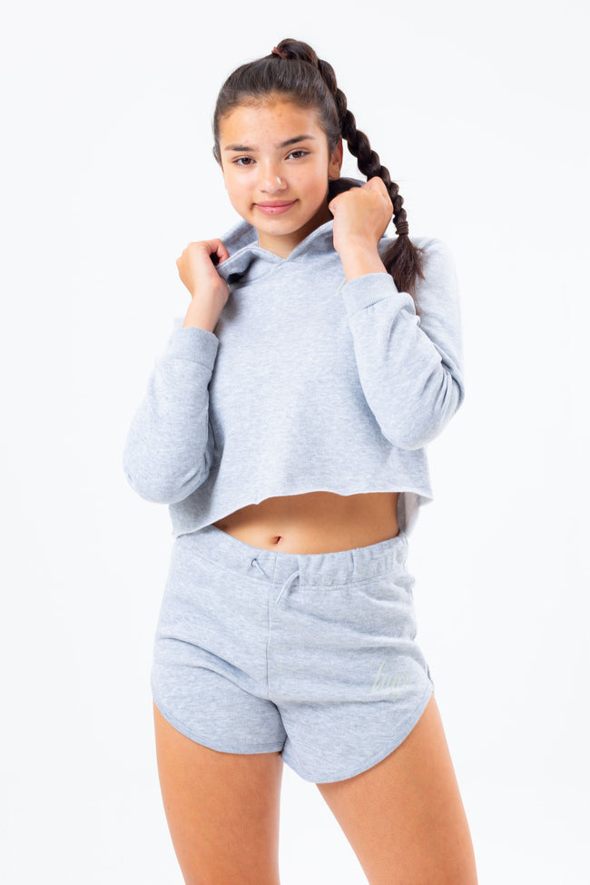 HYPE TWO PACK PINK & GREY KIDS CROP PULLOVER HOODIES