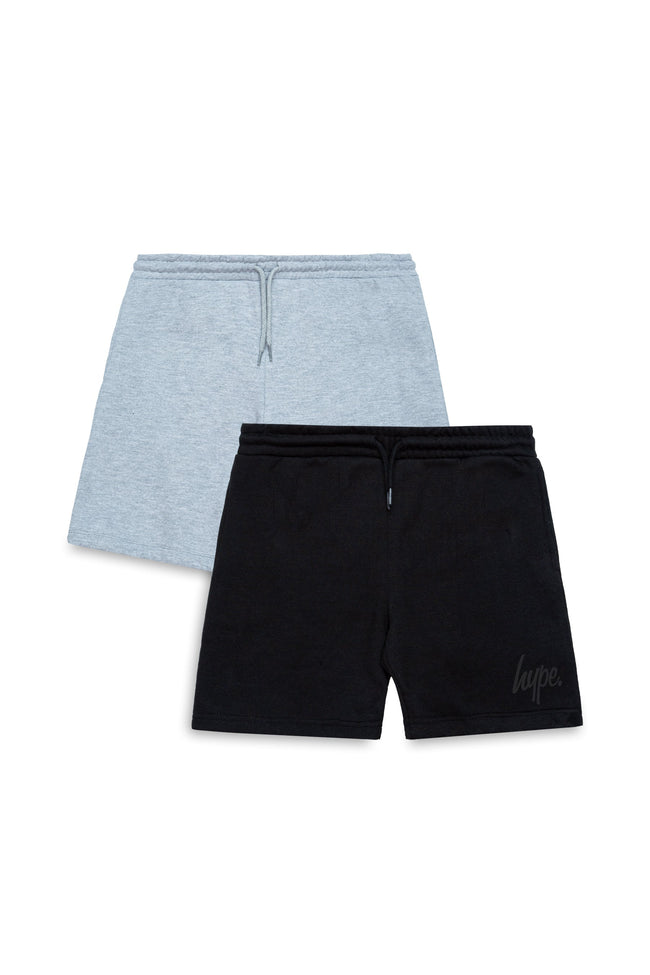 HYPE TWO PACK BLACK & GREY KIDS SHORTS