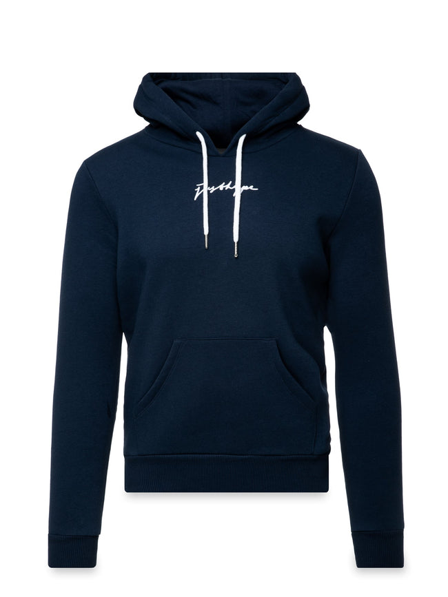 HYPE NAVY SCRIBBLE LOGO MEN'S PULLOVER HOODIE