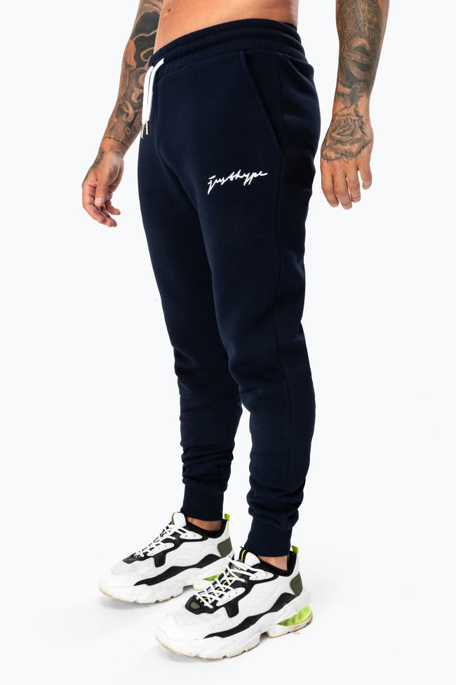 HYPE NAVY SCRIBBLE LOGO MEN'S JOGGERS