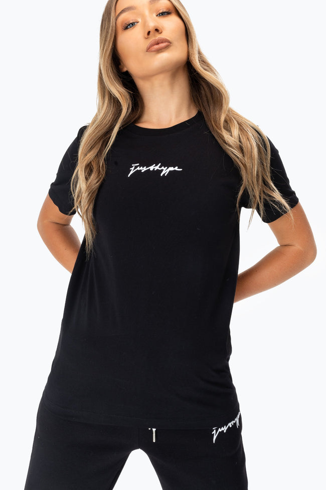 HYPE BLACK SCRIBBLE LOGO WOMEN'S T-SHIRT