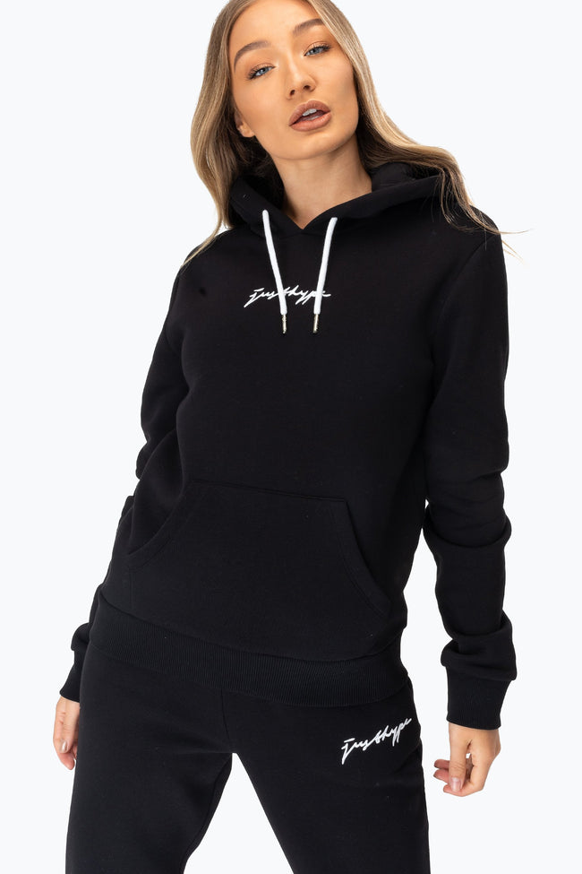 HYPE BLACK SCRIBBLE LOGO WOMEN'S PULLOVER HOODIE