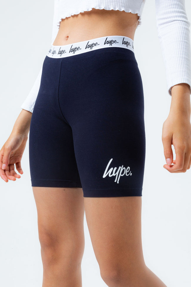 HYPE NAVY SCRIPT GIRLS CYCLE SHORTS