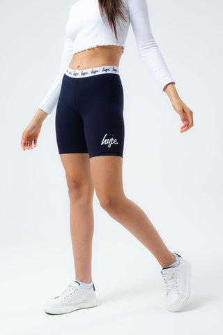 HYPE NAVY SCRIPT GIRLS CYCLE SHORTS