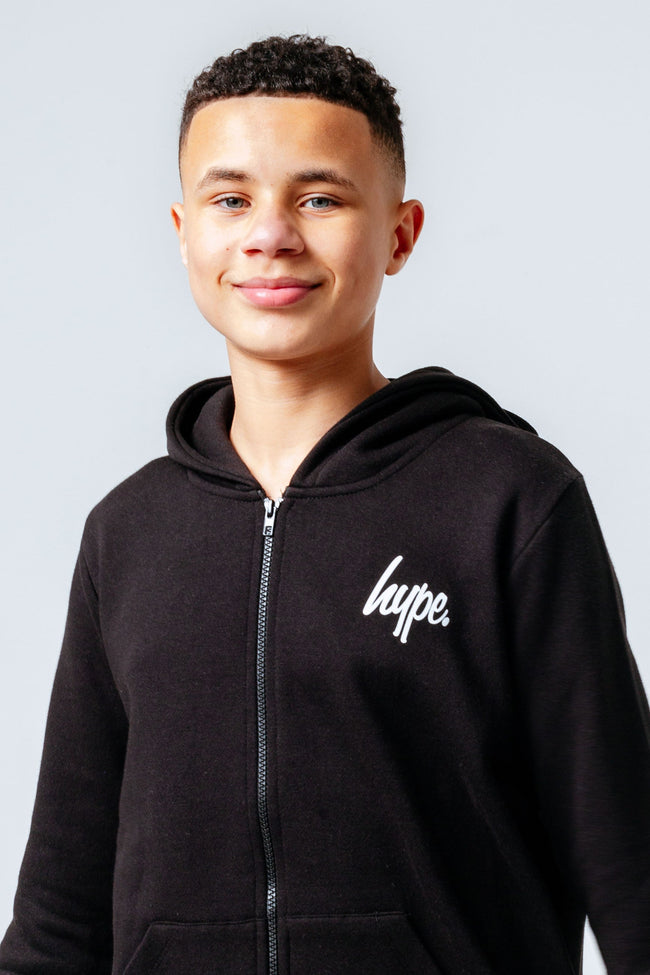 HYPE BLACK ZIP THROUGH HOODIE KIDS TRACKSUIT SET