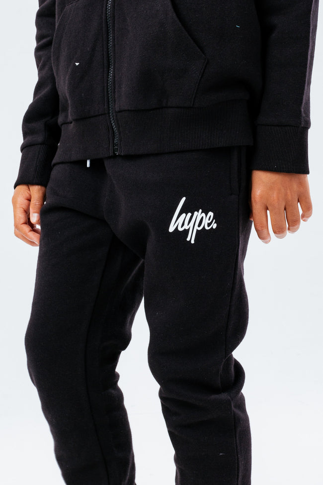 HYPE BLACK ZIP THROUGH HOODIE KIDS TRACKSUIT SET