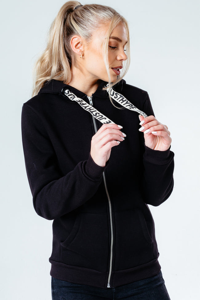 HYPE BLACK DRAWSTRING WOMEN'S ZIP HOODIE