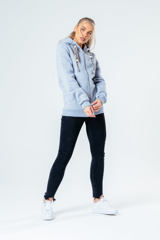 Hype Grey Drawstring Women'S Zip Hoodie