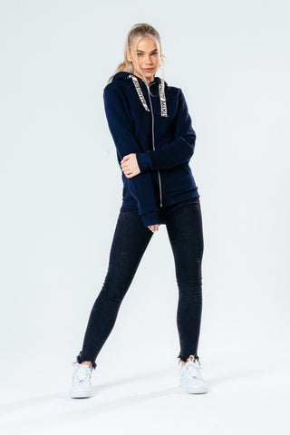 Hype Navy Drawstring Women'S Zip Hoodie