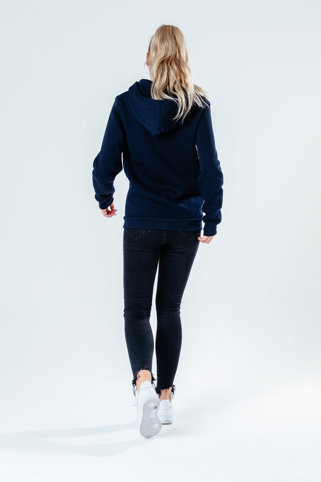 Hype Navy Drawstring Women'S Zip Hoodie