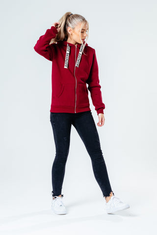 Hype Burgundy Drawstring Women'S Zip Hoodie