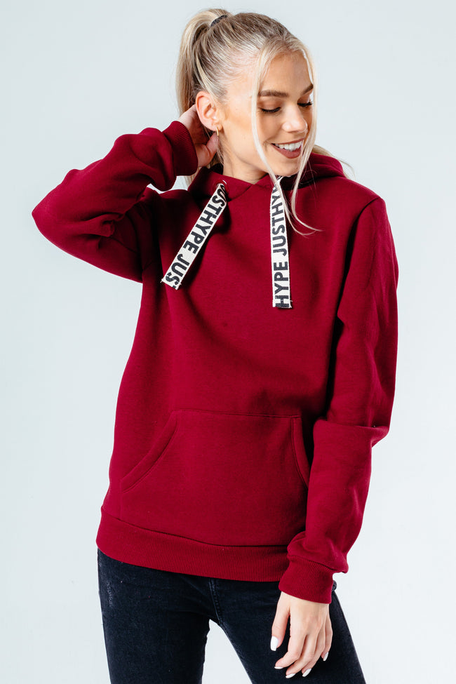 HYPE BURGUNDY DRAWSTRING WOMEN'S PULLOVER HOODIE