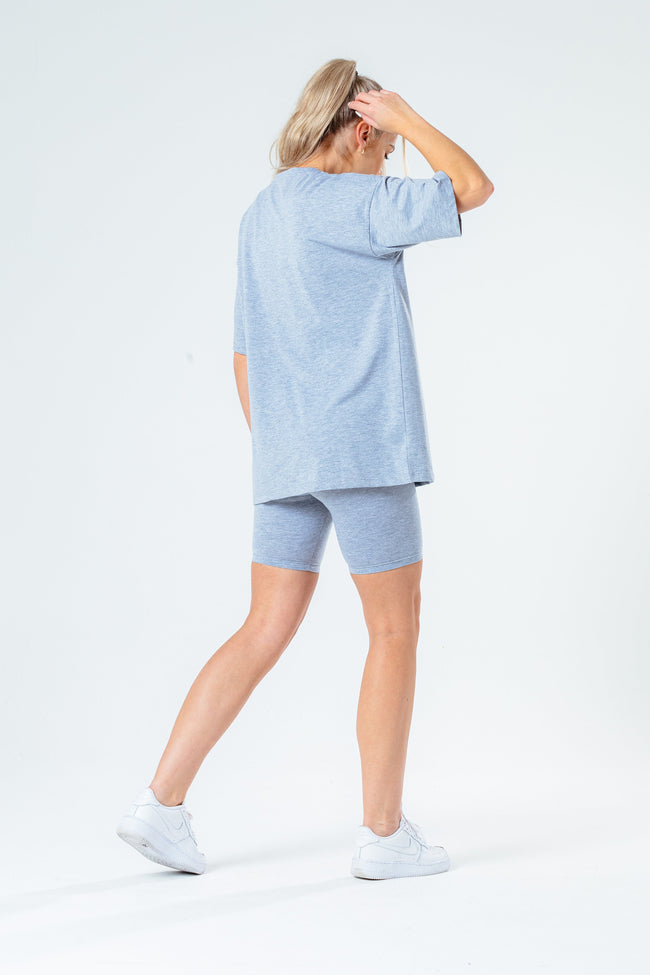 Hype Grey Oversized T-Shirt & Cycle Shorts Women'S Set