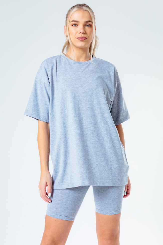 Hype Grey Oversized T-Shirt & Cycle Shorts Women'S Set