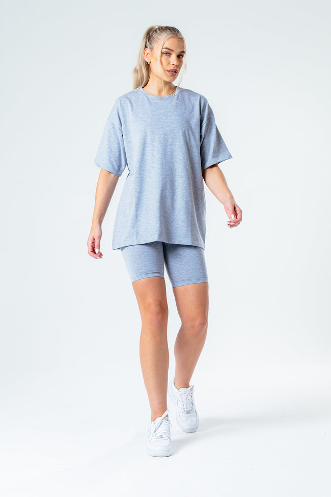 HYPE GREY OVERSIZED T-SHIRT & CYCLE SHORTS WOMEN'S SET