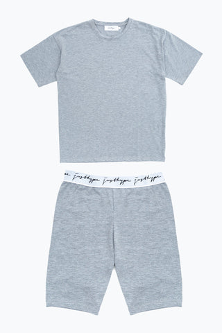 Hype Grey Oversized T-Shirt & Cycle Shorts Women'S Set