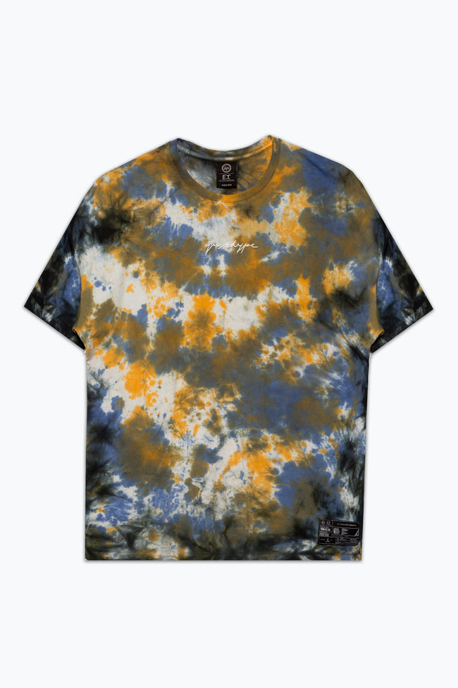 HYPE X E.T ORANGE AND BLACK TIE DYE BACK PRINT ADULT T-SHIRT