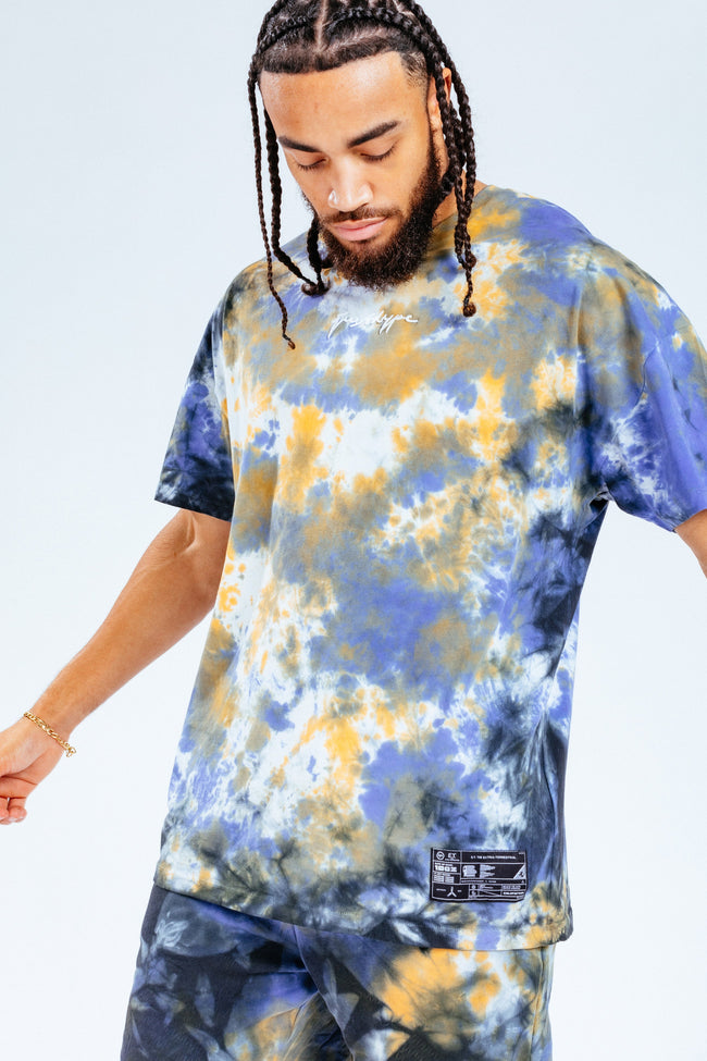 HYPE X E.T ORANGE AND BLACK TIE DYE BACK PRINT ADULT T-SHIRT