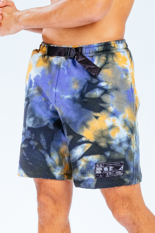 HYPE X E.T ORANGE AND BLACK TIE DYE LOGO MEN'S SHORTS