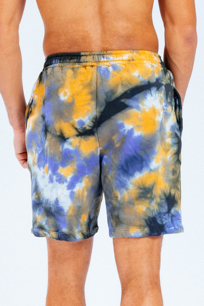 HYPE X E.T ORANGE AND BLACK TIE DYE LOGO MEN'S SHORTS