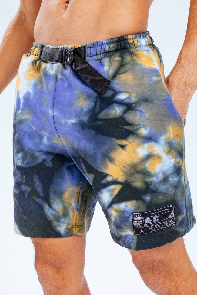 HYPE X E.T ORANGE AND BLACK TIE DYE LOGO MEN'S SHORTS